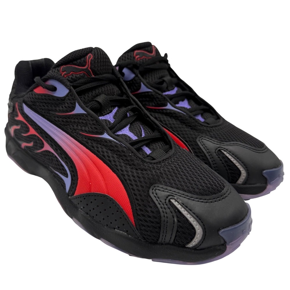 Puma Inhale V2 Sneakers Mens Size 8 Black Red Purple Excellent 401560-02‎ Flames